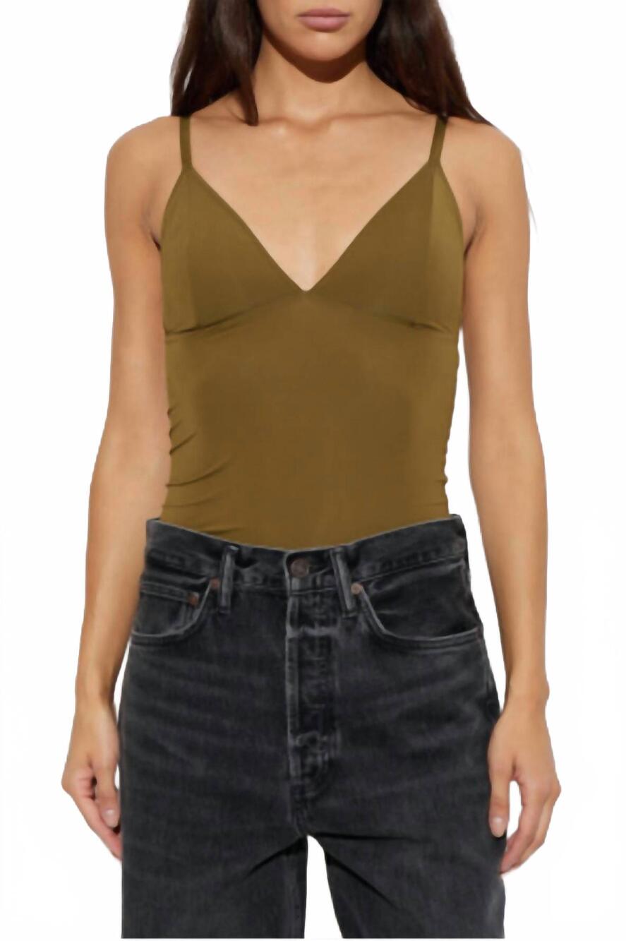 NEW GESTUZ slim fit camisole top in military
